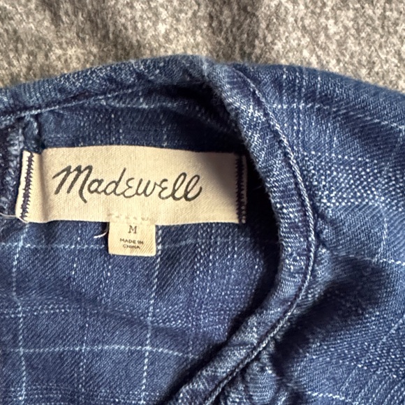 Madewell Windowpane Denim Mini Dress In Lunar Wash Women’s M - Picture 6 of 14